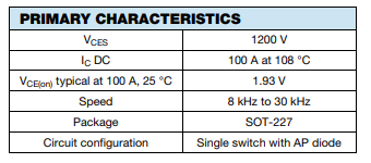 IGBT模塊VS-GT100DA120UF主要特點(diǎn) IGBT模塊VS-GT100DA120UF主要特點(diǎn)